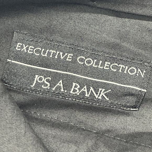 Jos A Bank Executive Mens 40 x 30.5 Black Dress Pants Wool Pleated Herringbone - Picture 7 of 9